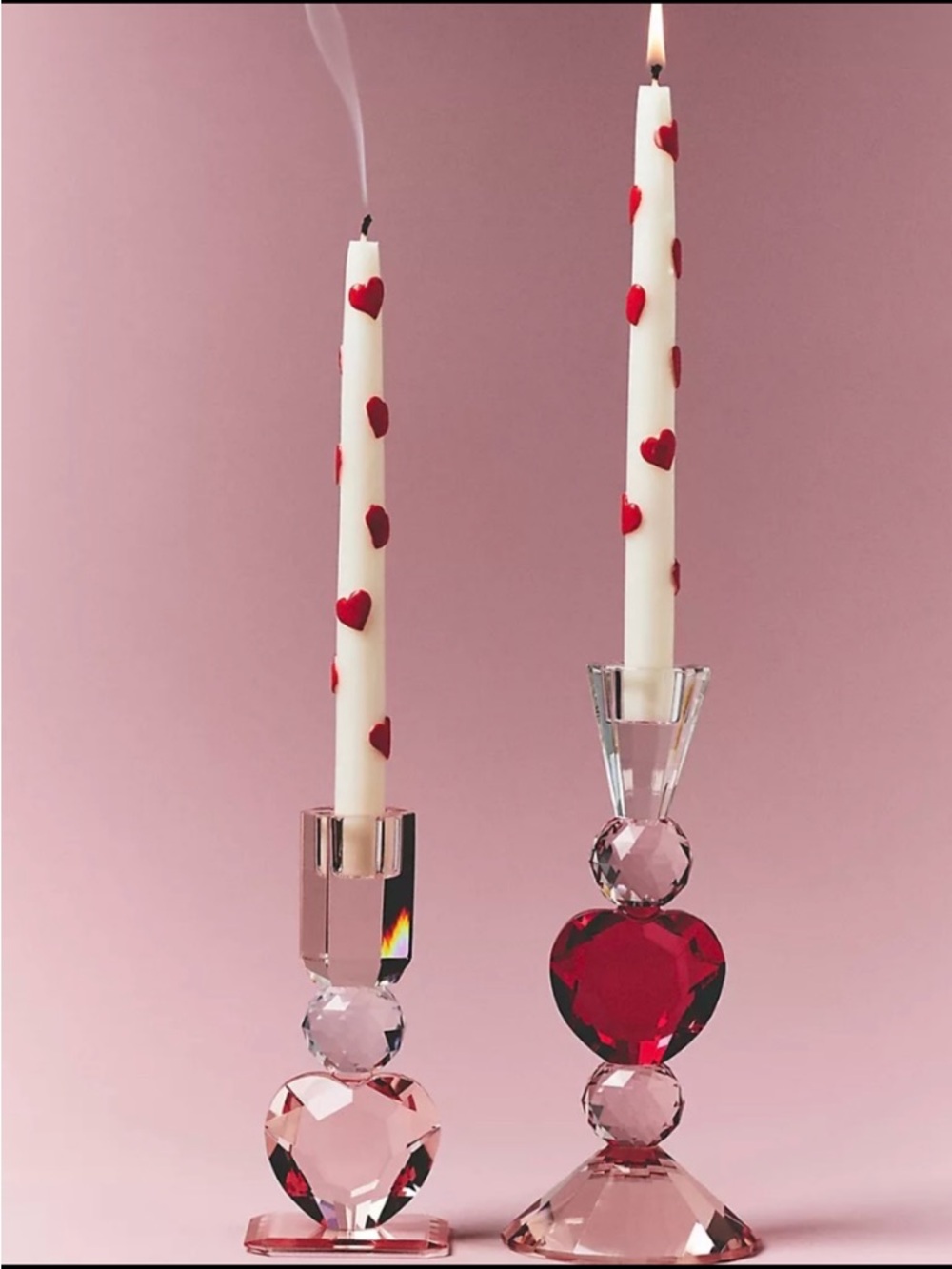 Anthropology Heart Cut Glass Candle Holder. Large